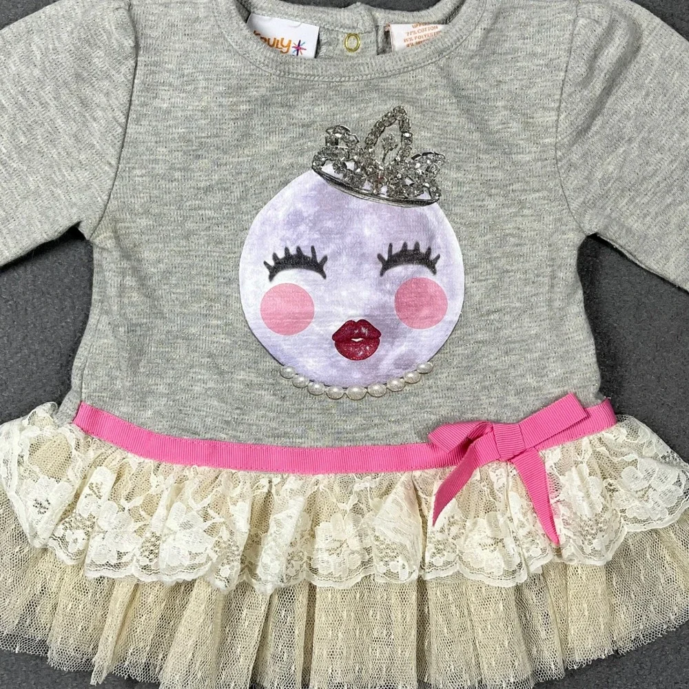 Vintage Truly Scrumptious by Heidi Klum Baby Tutu Dress Gray Glitter‎ Crown 12M
